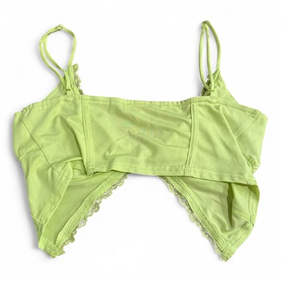 TIC TOC Women's Green and Yellow Crop-top - Picture 2 of 3